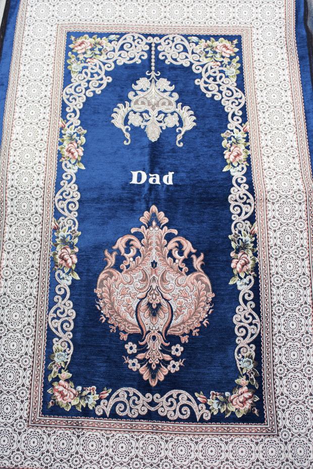 Floral Personalised Prayer Mat - Blue