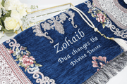 Floral Personalised Prayer Mat - Blue