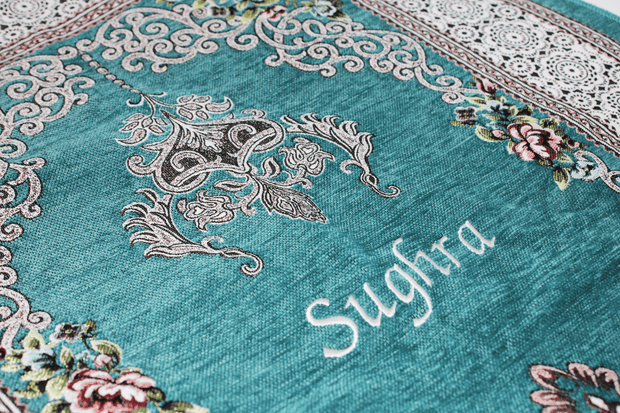 Floral Personalised Prayer Mat - Sky Blue