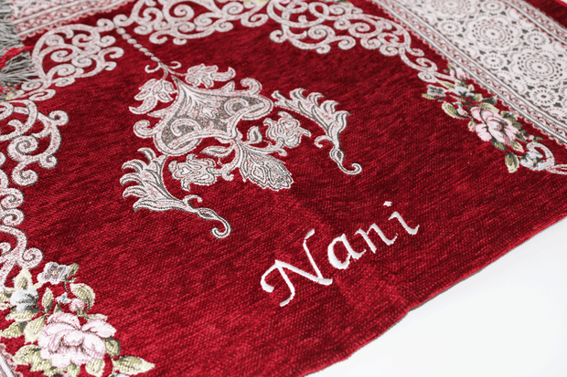 Floral Personalised Prayer Mat - Red