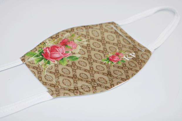 Kid's Face Mask- Brown Floral Design