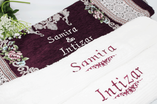 Wedding Couple Prayer Mat Set - Purple