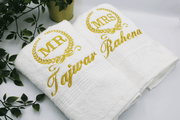 Mrs & Mrs Hand Towel Set - Gold