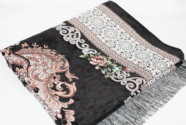 Floral Personalised Prayer Mat - Black