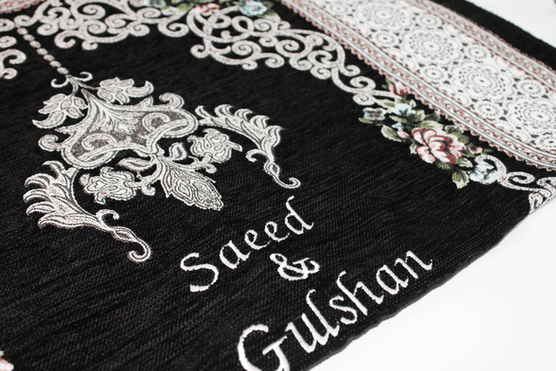 Floral Personalised Prayer Mat - Black