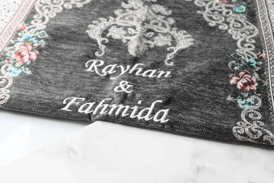 Floral Personalised Prayer Mat - Grey