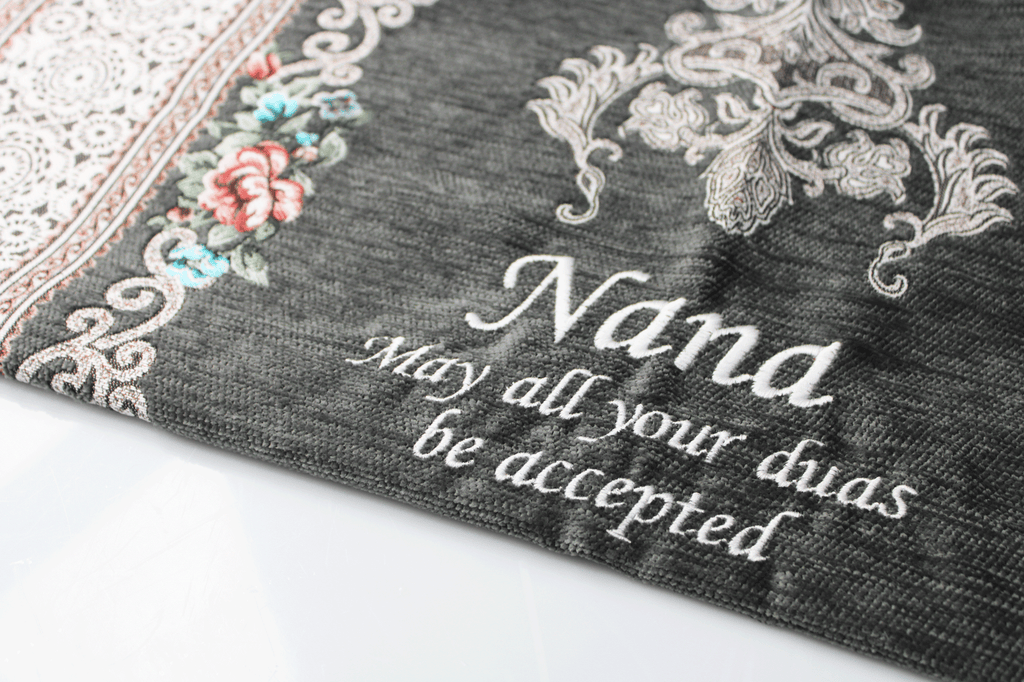 Floral Personalised Prayer Mat - Grey