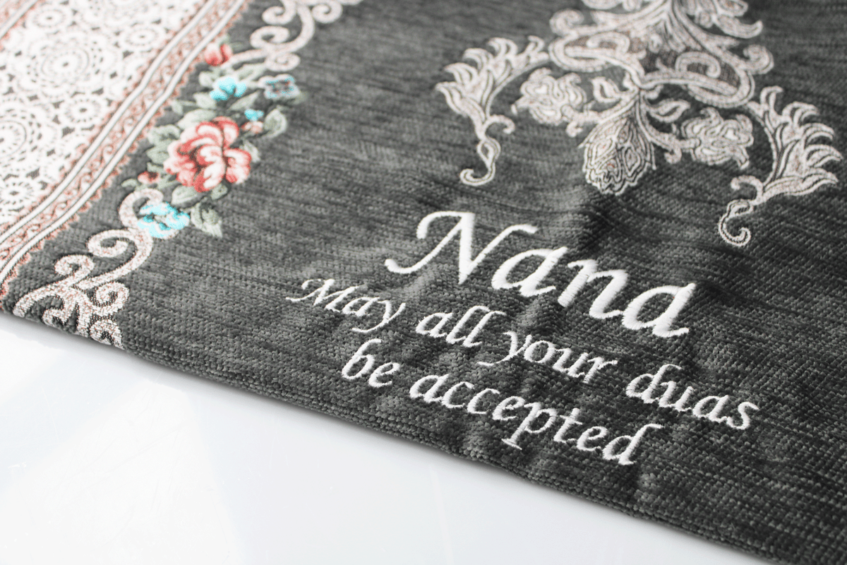 Floral Personalised Prayer Mat - Grey