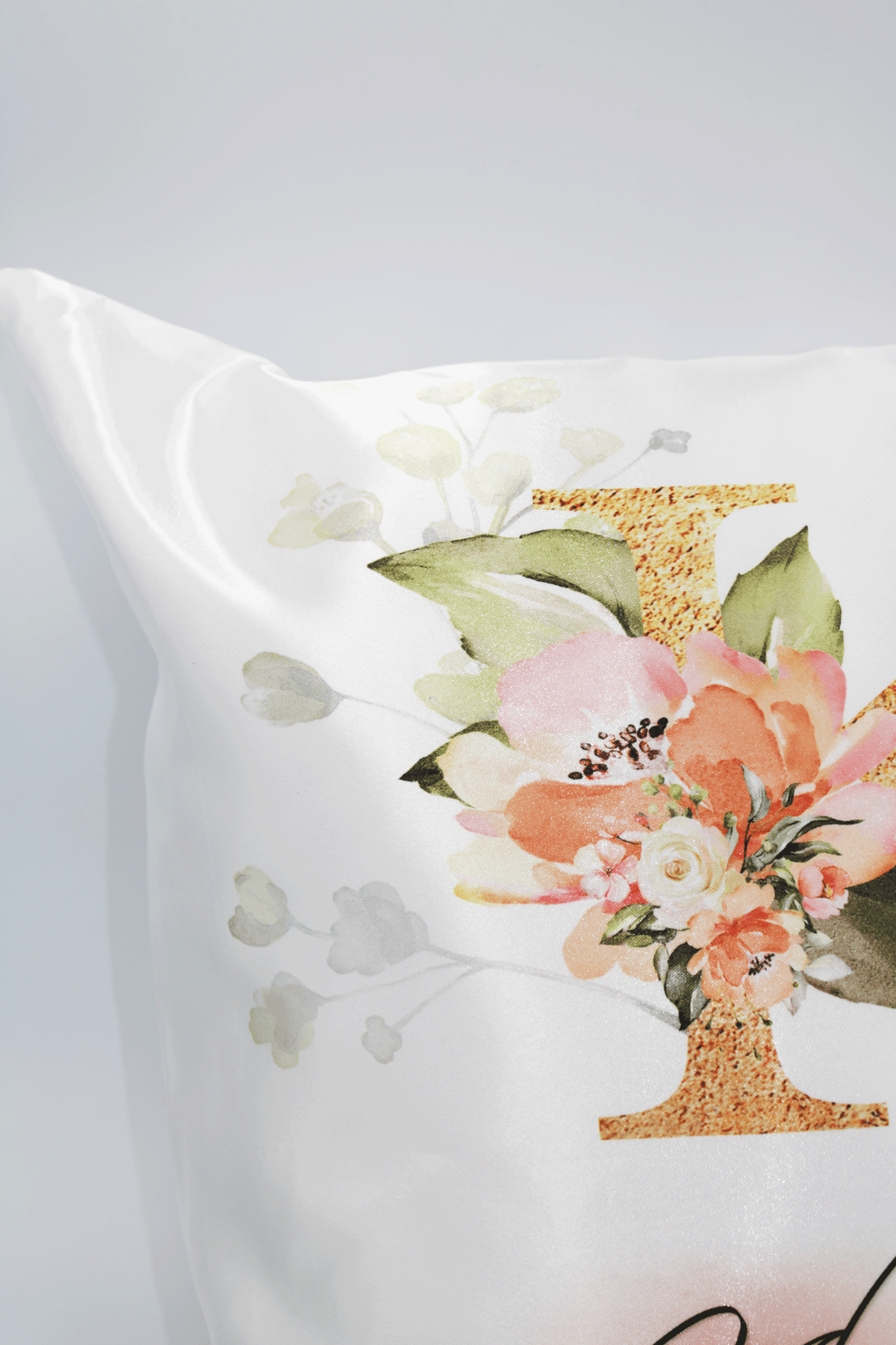 Satin Pastel Initial Cushion