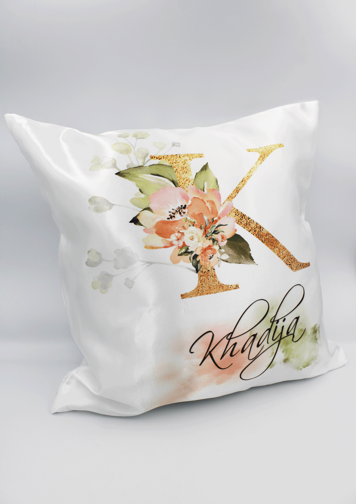 Satin Pastel Initial Cushion