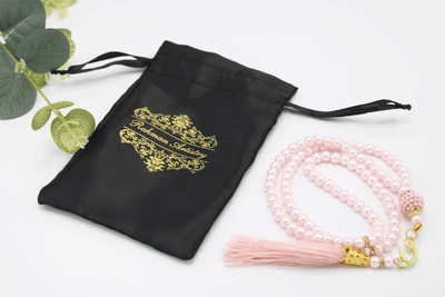 99 Bead Pearl Tasbih With Satin Pouch - Light Pink