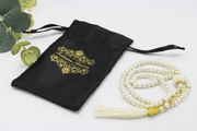 99 Bead Pearl Tasbih With Satin Pouch - Ivory