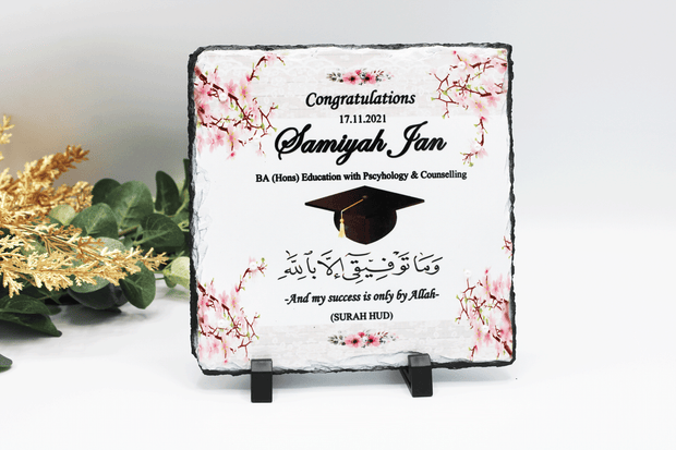 Graduation Rock Slate - Pink Blossom with Hat