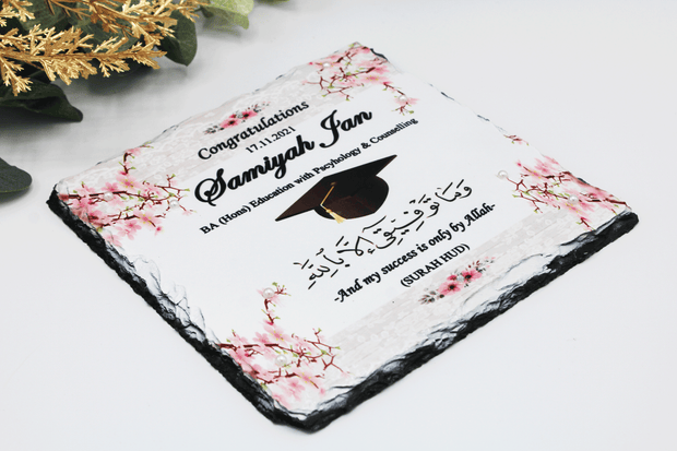 Graduation Rock Slate - Pink Blossom with Hat
