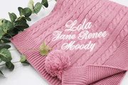 personalised dusty pink baby girl blanket