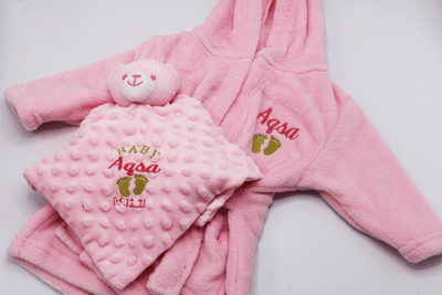 personalised baby dressing gown and comforter