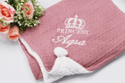 Luxury Knit Blanket With Pom Poms