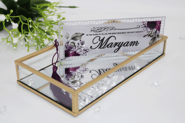 Personalised Bookmark/ Quran Marker - Purple Floral