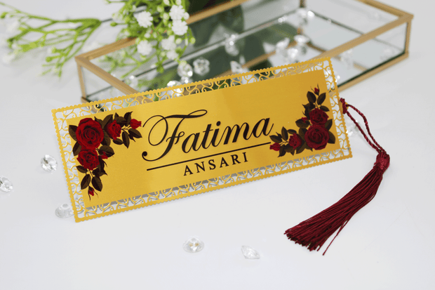 Personalised Bookmark/ Quran Marker - Red Rose