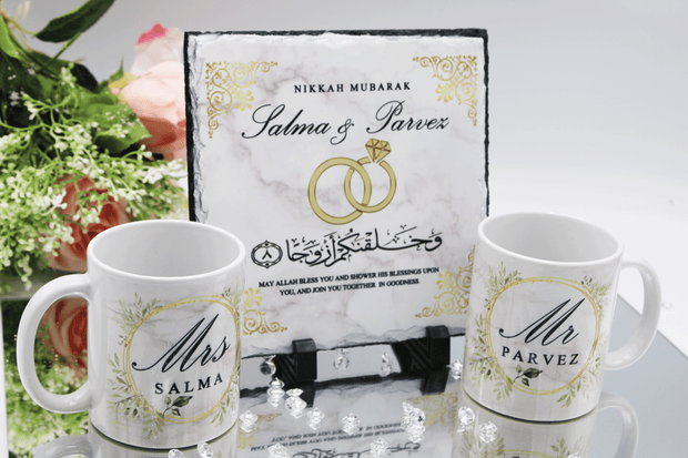 nikkah wedding frame and mug set
