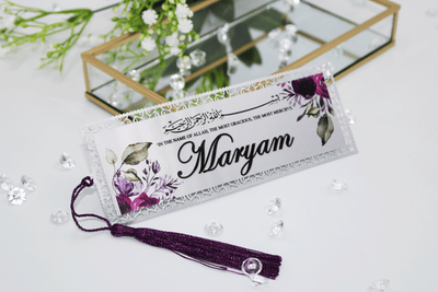 Personalised Bookmark/ Quran Marker - Purple Floral