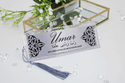 Personalised Bookmark/ Quran Marker - Silver Damask