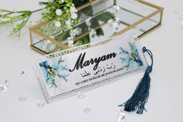 Personalised Bookmark/ Quran Marker - Teal Floral