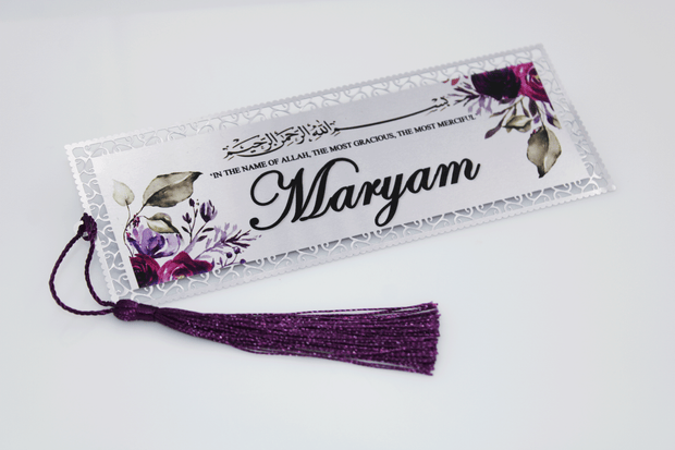 Personalised Bookmark/ Quran Marker - Purple Floral
