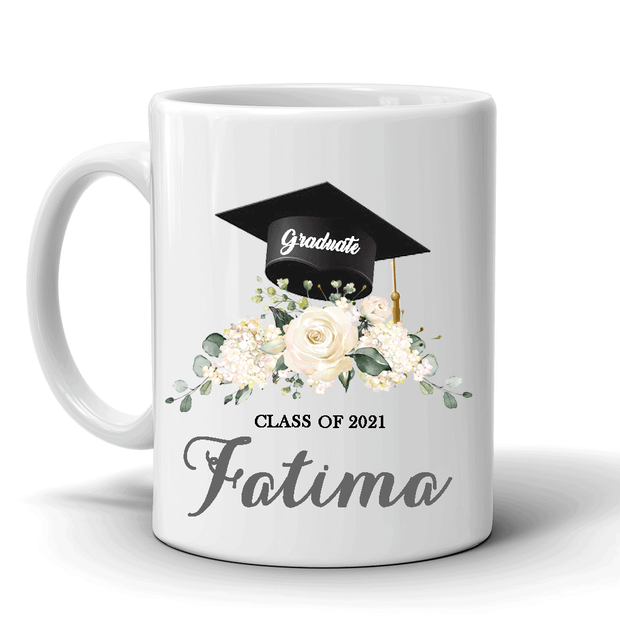 Graduation Mug - Cream Floral