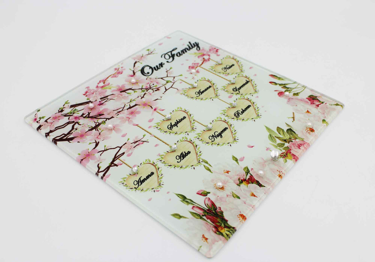 Glass Family Tree - Blossom Hanging Hearts