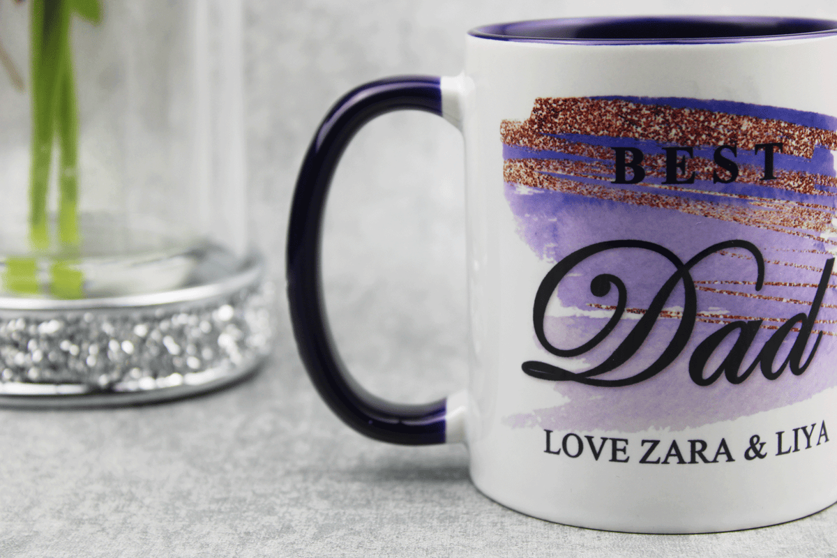 Best Dad Mug Initial Navy Handle Mug