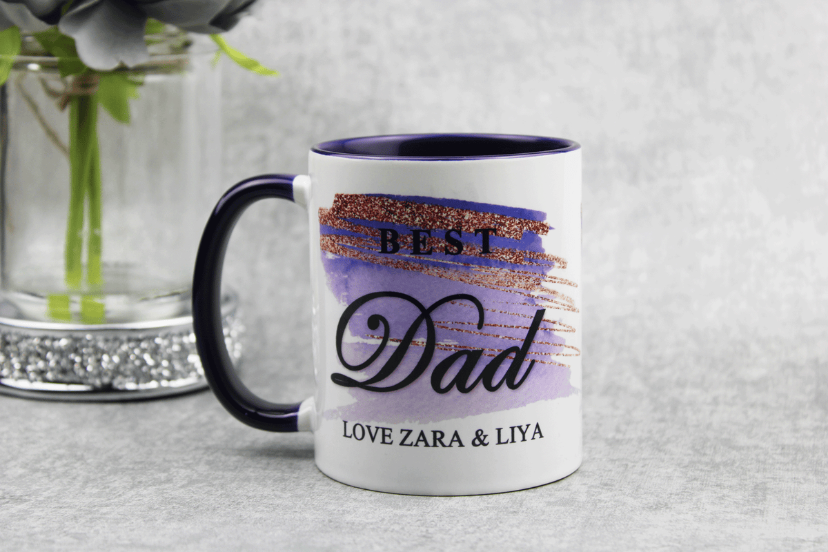 Best Dad Mug Initial Navy Handle Mug