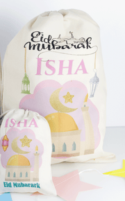 personalised eid sack, Eid Ramadan gifts for kids, personalised eid party bag