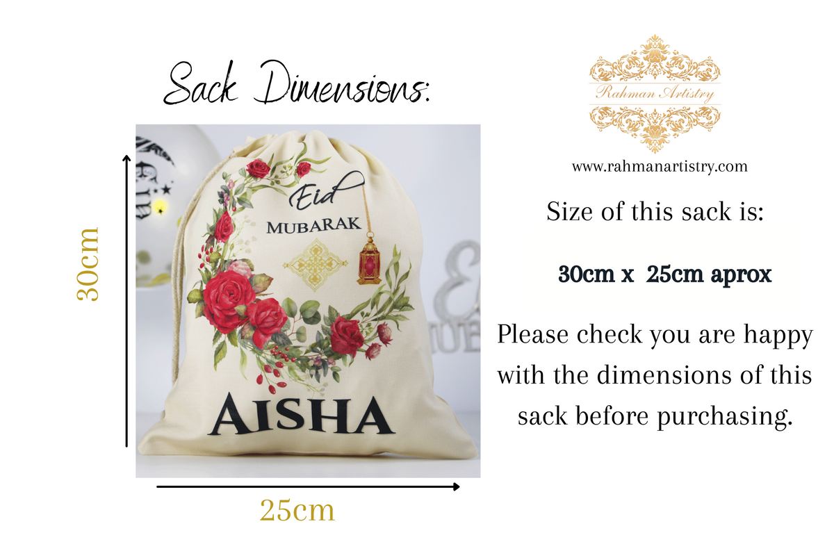 Personalised eid sacks / eid ramadan gift bags, eid gift for kids / ramadan eid mubarak party gift bags / personalised eid gift bag sacks