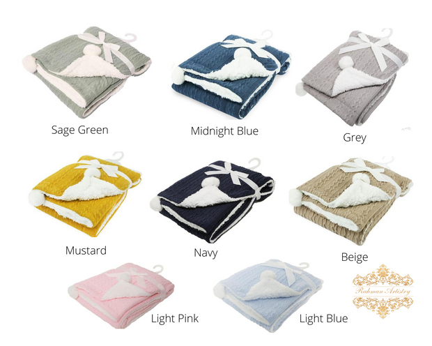 Luxury Knit Blanket With Pom Poms